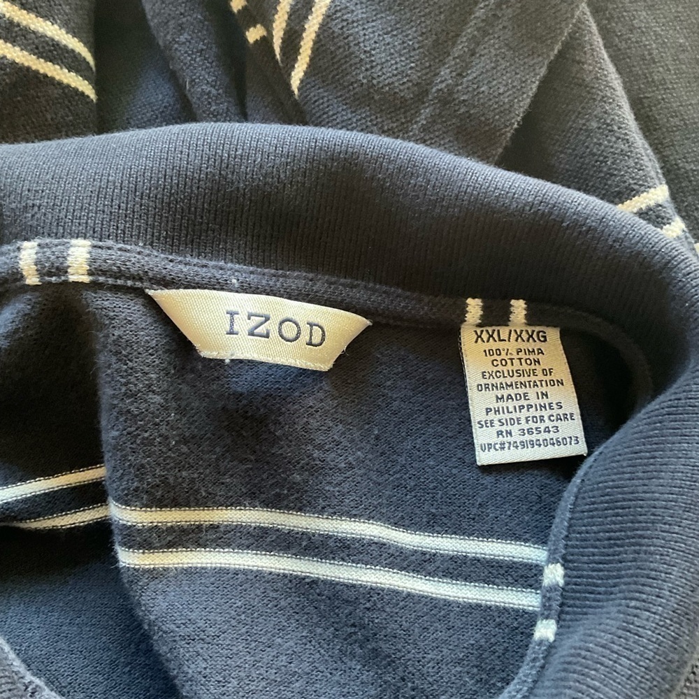 Men’s used Izod polo shirt blue striped size XXL 2XL cotton - Picture 2 of 3